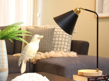 Aimee Table Lamp Black White Modern Desk and Bedside Light.