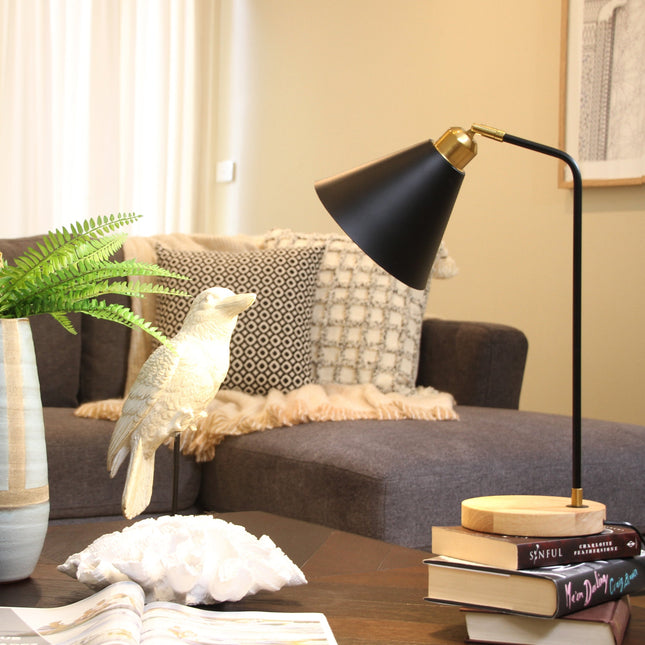 Aimee Table Lamp Black White Modern Desk and Bedside Light.
