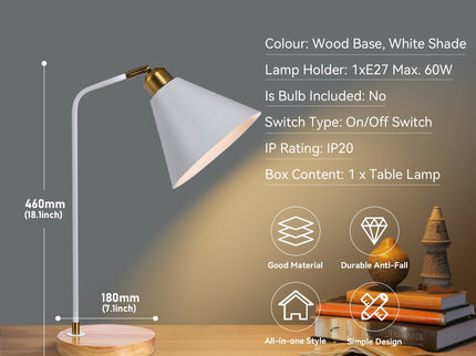 Aimee Table Lamp Black White Modern Desk and Bedside Light.