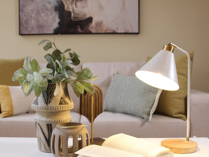 Aimee Table Lamp Black White Modern Desk and Bedside Light
