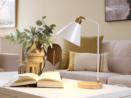 Aimee Table Lamp Black White Modern Desk and Bedside Light.