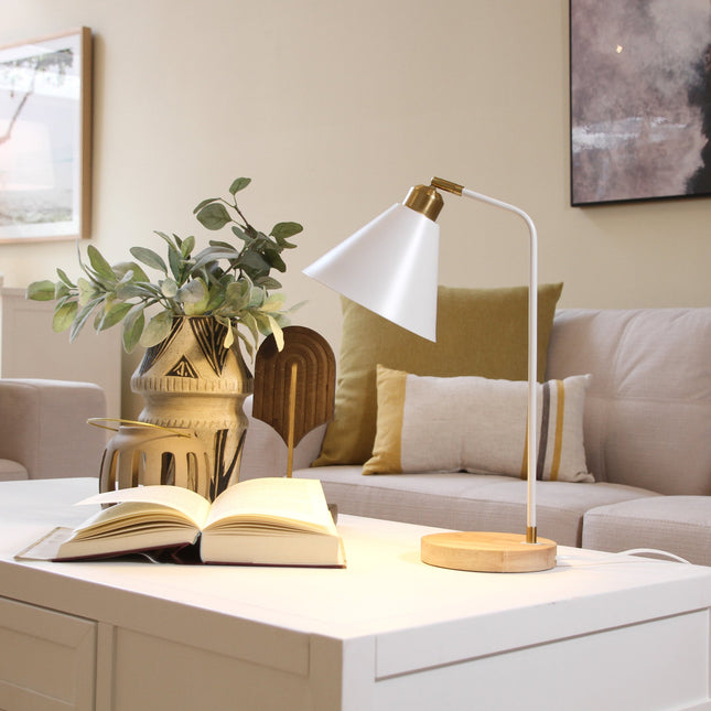 Aimee Table Lamp Black White Modern Desk and Bedside Light.