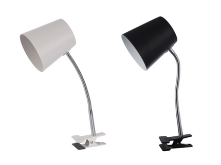 Ellie Table Lamp Black White Modern Metal Desk and Reading Light.