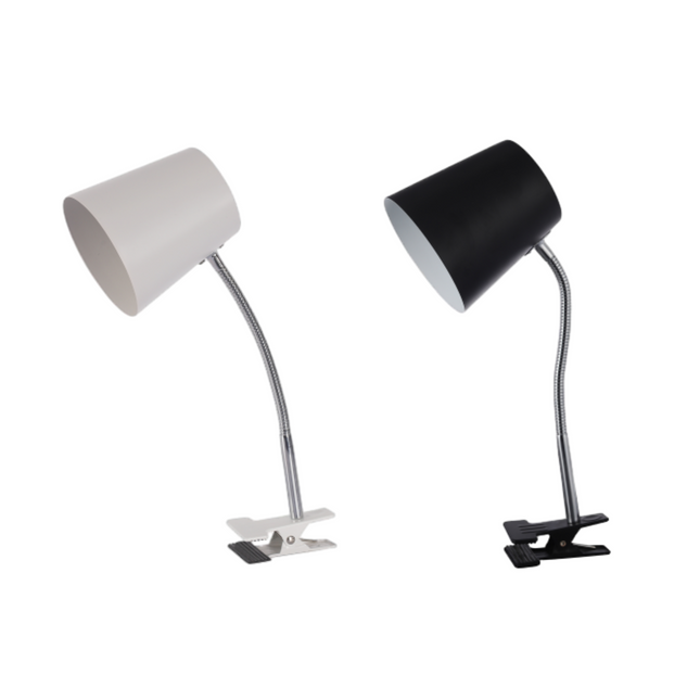 Ellie Table Lamp Black White Modern Metal Desk and Reading Light.