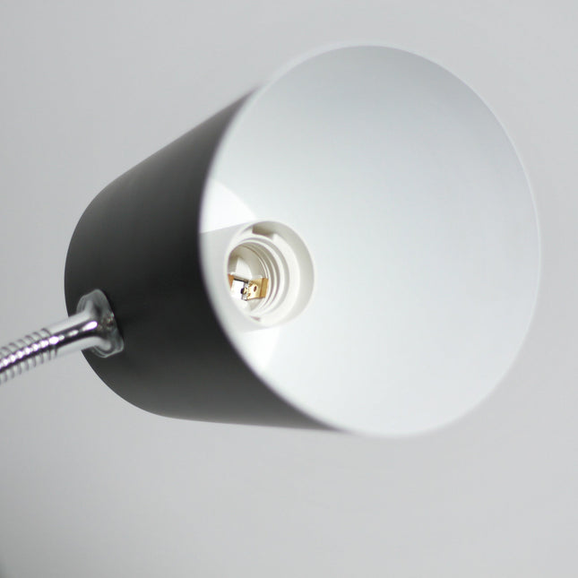 Ellie Table Lamp Black White Modern Metal Desk and Reading Light.