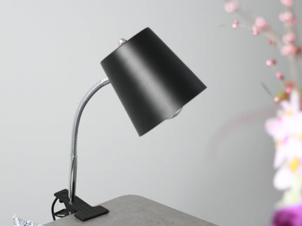Ellie Table Lamp Black White Modern Metal Desk and Reading Light.