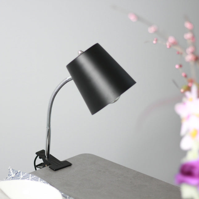 Ellie Table Lamp Black White Modern Metal Desk and Reading Light.