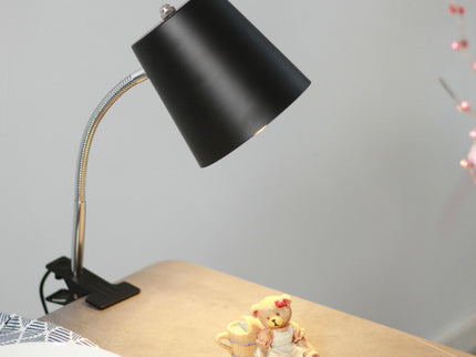 Ellie Table Lamp Black White Modern Metal Desk and Reading Light.