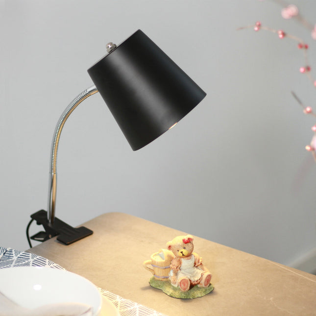 Ellie Table Lamp Black White Modern Metal Desk and Reading Light.