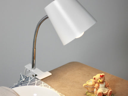 Ellie Table Lamp Black White Modern Metal Desk and Reading Light.