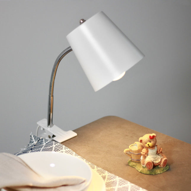 Ellie Table Lamp Black White Modern Metal Desk and Reading Light.