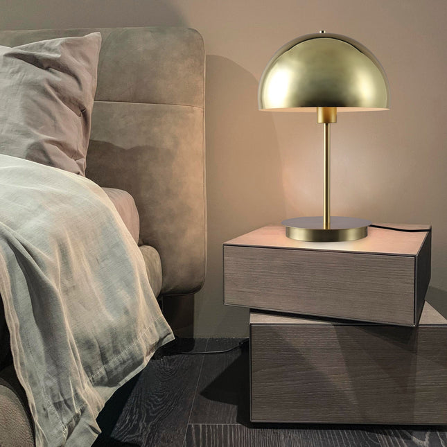 Brenda Table Lamp - Gold Modern Semi-Dome Design for Living Room.