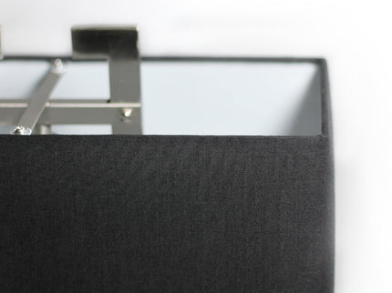 April Table Lamp with Black Fabric Shade and Chrome Stand.