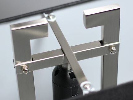 April Table Lamp with Black Fabric Shade and Chrome Stand.