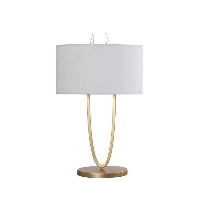 Denise Table Lamp Gold Satin Modern Ovoid Design for Living Room.