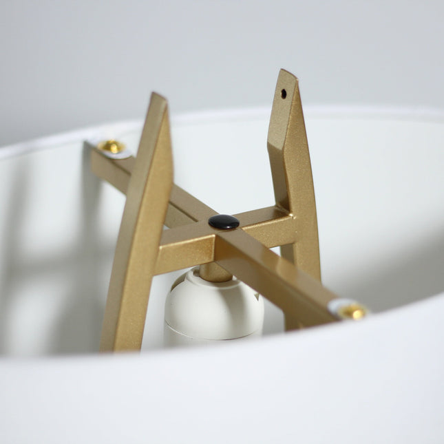 Denise Table Lamp Gold Satin Modern Ovoid Design for Living Room.
