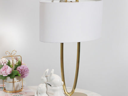Denise Table Lamp Gold Satin Modern Ovoid Design for Living Room.