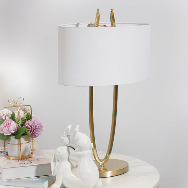 Denise Table Lamp Gold Satin Modern Ovoid Design for Living Room.
