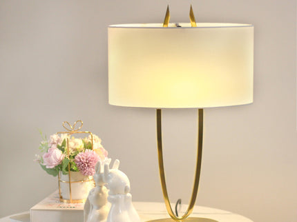 Denise Table Lamp Gold Satin Modern Ovoid Design for Living Room.