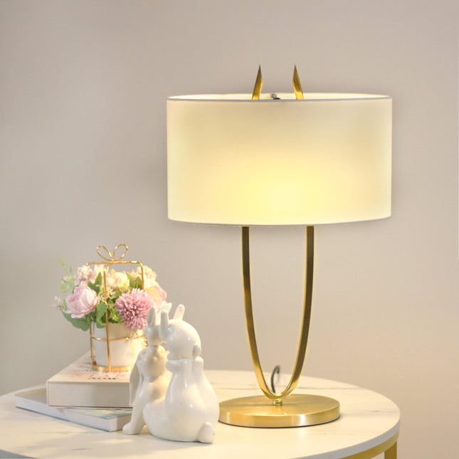Denise Table Lamp Gold Satin Modern Ovoid Design for Living Room.