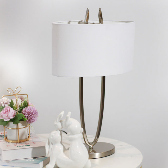 Denise Table Lamp Gold Satin Modern Ovoid Design for Living Room.