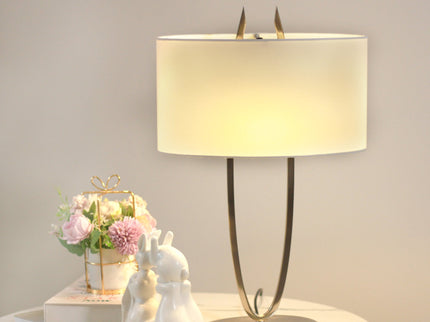 Denise Table Lamp Gold Satin Modern Ovoid Design for Living Room.