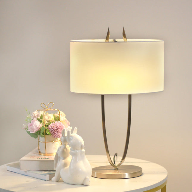 Denise Table Lamp Gold Satin Modern Ovoid Design for Living Room.