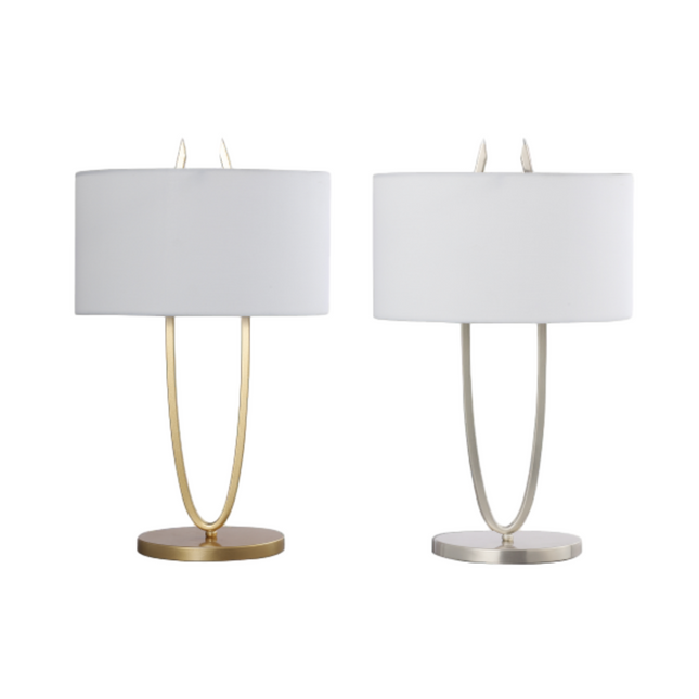 Denise Table Lamp Gold Satin Modern Ovoid Design for Living Room.