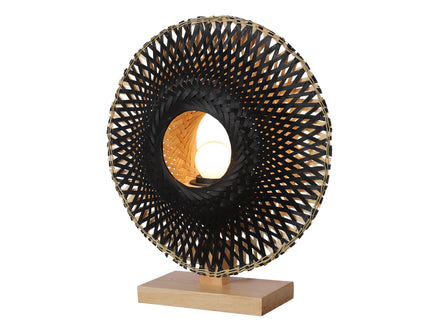 Yvonne Table Lamp with Natural Bamboo and Wooden Design.