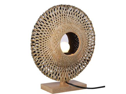 Yvonne Table Lamp with Natural Bamboo and Wooden Design.