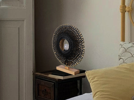 Yvonne Table Lamp with Natural Bamboo and Wooden Design.