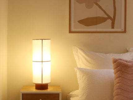 Ailsa Linen Table Lamp with Modern Neutral Design.
