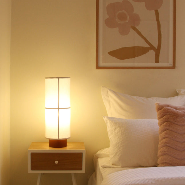 Ailsa Linen Table Lamp with Modern Neutral Design.
