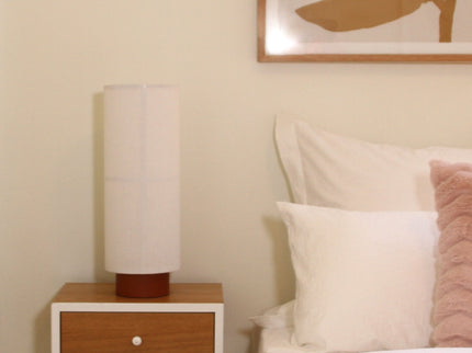 Ailsa Linen Table Lamp with Modern Neutral Design.