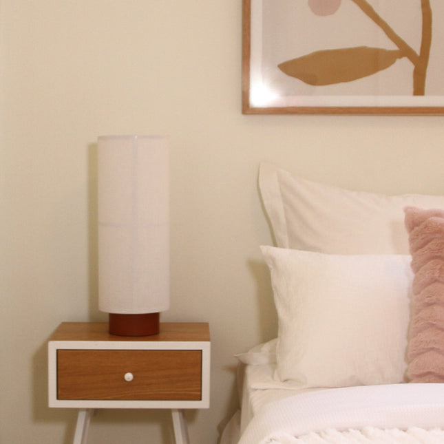 Ailsa Linen Table Lamp with Modern Neutral Design.