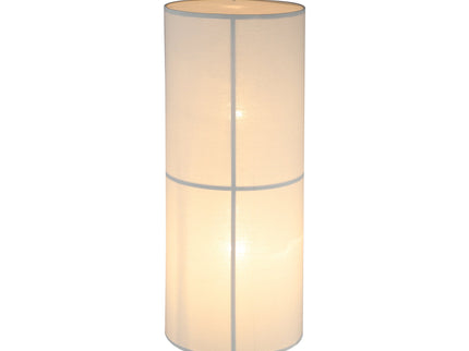 Ailsa Linen Floor Lamp with Double Globe Design for Soft Lighting.