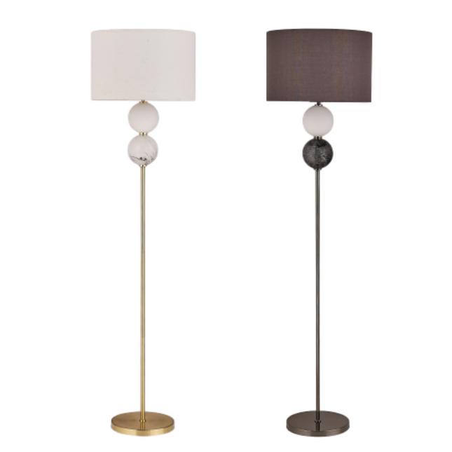 Murano Floor Lamp Brass and Pewter Elegant Lighting Fixture.