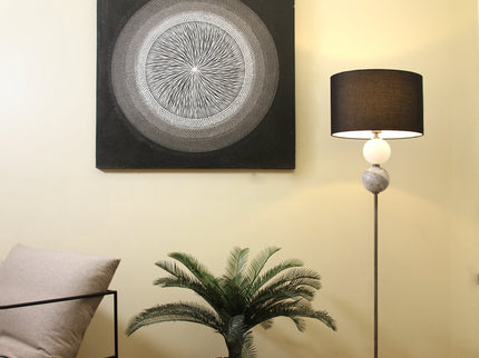Murano Floor Lamp Brass and Pewter Elegant Lighting Fixture.
