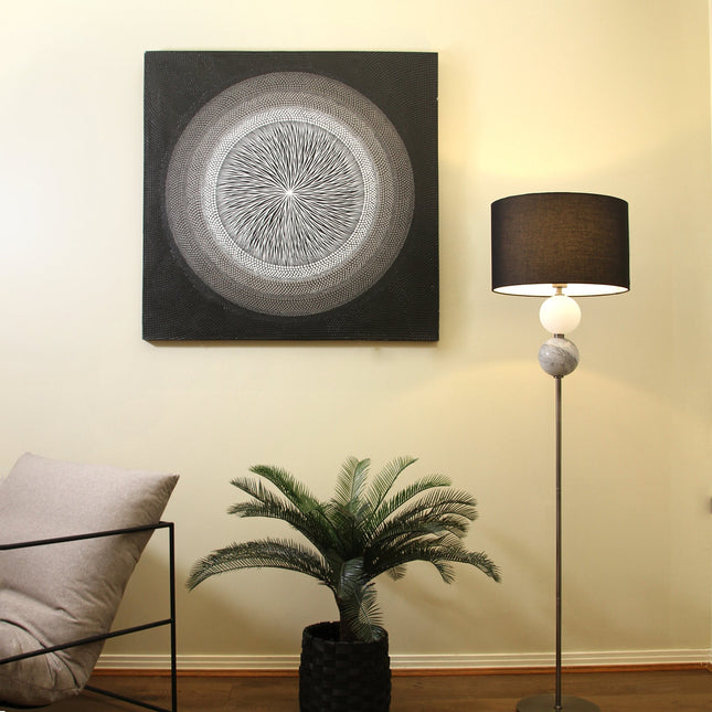 Murano Floor Lamp Brass and Pewter Elegant Lighting Fixture.