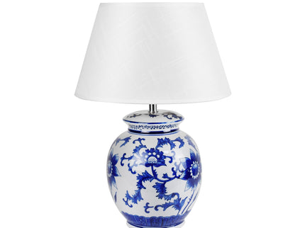 Anthea Table Lamp with Blue and White Ceramic Floral Design.