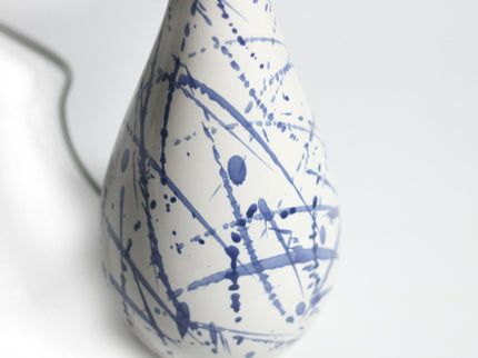 Ashleigh Table Lamp with Blue Ink Splash Ceramic Base and Linen Shade.