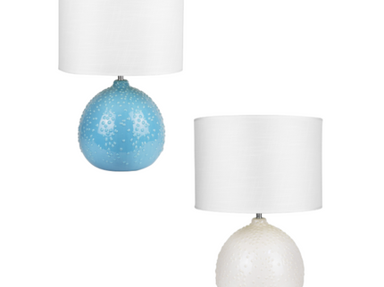 Boden Ceramic Table Lamp White Blue Stylish Modern Decor.