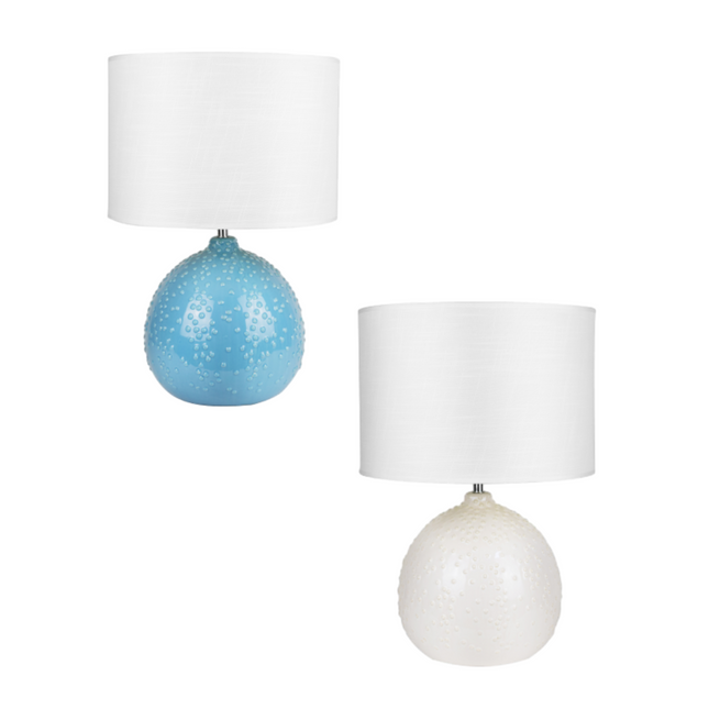 Boden Ceramic Table Lamp White Blue Stylish Modern Decor.