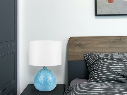Boden Ceramic Table Lamp White Blue Stylish Modern Decor.
