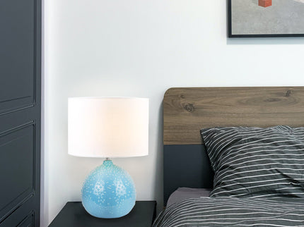 Boden Ceramic Table Lamp White Blue Stylish Modern Decor.