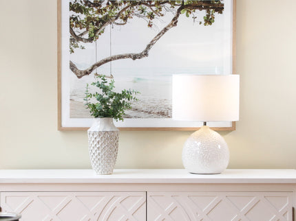 Boden Ceramic Table Lamp White Blue Stylish Modern Decor.