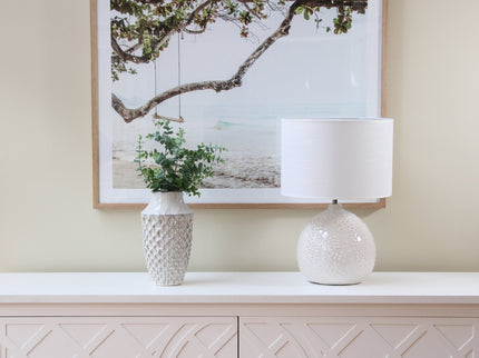 Boden Ceramic Table Lamp White Blue Stylish Modern Decor.