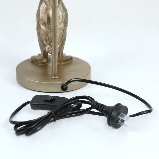 Duck Standing Table Lamp with Cream Linen Shade for Elegant Decor.