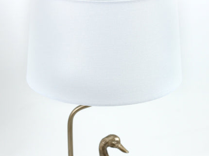 Duck Standing Table Lamp with Cream Linen Shade for Elegant Decor.