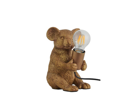Koala Sitting Desk Lamp with Gold Finish for Unique Home Decor.